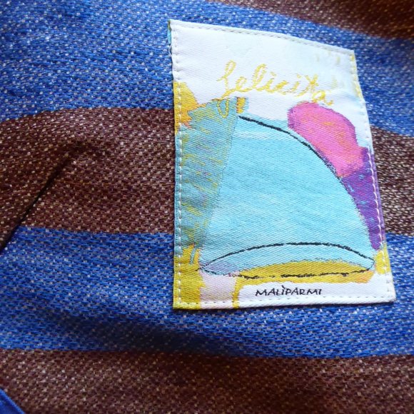 Maliparmi Women's Latrice Mali Blue Brown Stripe Jacket US Size 4 Euro Size 40 - Picture 3 of 8